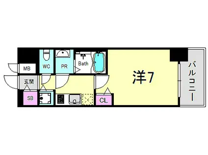 プレサンス三宮東フィール(1K/4階)の間取り写真