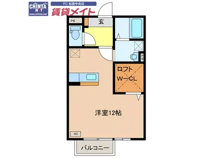 マルカート松阪(ワンルーム/2階)の間取り写真