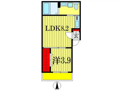 フィオーレ(1LDK/2階)の間取り写真
