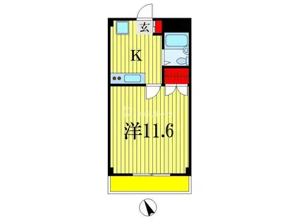 ル・ヴェール ドゥ(1K/2階)の間取り写真