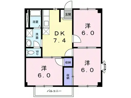 ニューシティオオタA(3DK/2階)の間取り写真