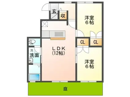 ステーションYU A(2LDK/1階)の間取り写真