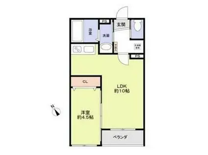 シティコート八尾B(1LDK/2階)の間取り写真