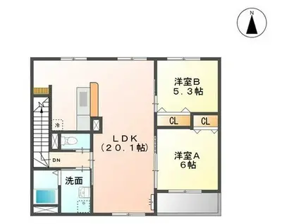 ハル・カリーノ(2LDK/2階)の間取り写真
