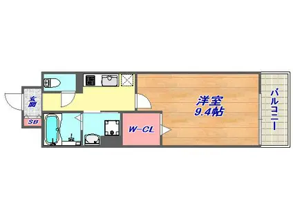 シュロスフォンコウナン(1K/6階)の間取り写真