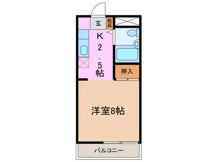 第一ビューハイツ兄山(1K/1階)の間取り写真