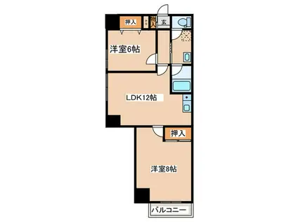 ハイム浅野(2LDK/9階)の間取り写真