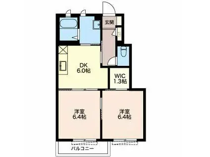 ユニティー北安東(2DK/1階)の間取り写真