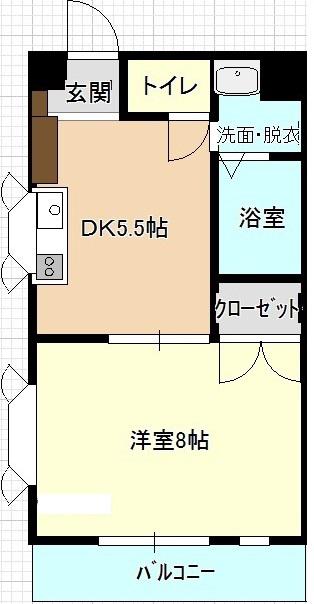 ハイツグリーンヒル(1DK/4階)の間取り写真