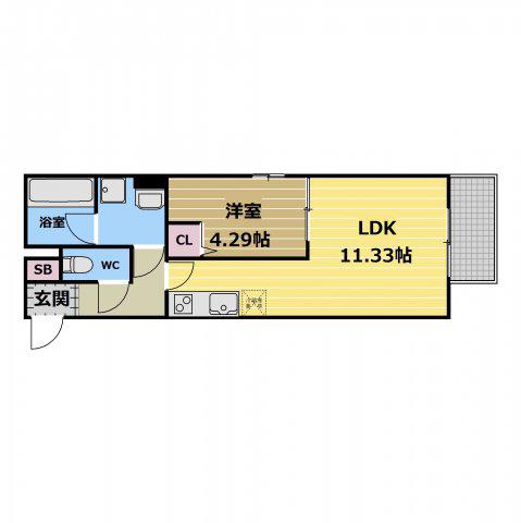LUMO布施(1LDK/2階)の間取り写真