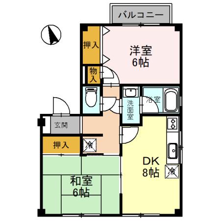ルミナス(2DK/1階)の間取り写真