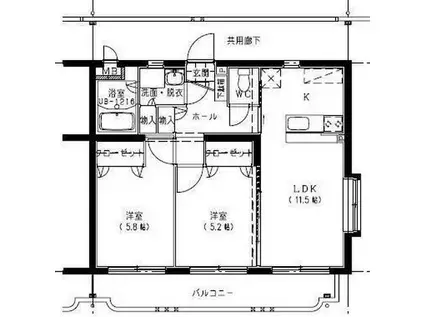 トミーパレス(2LDK/1階)の間取り写真