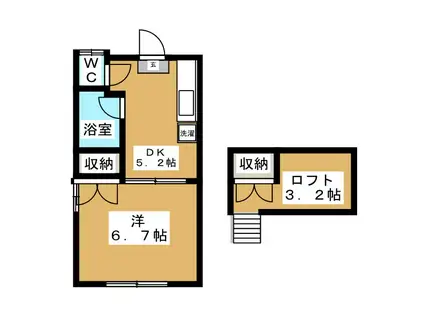 オアシスI(1DK/2階)の間取り写真