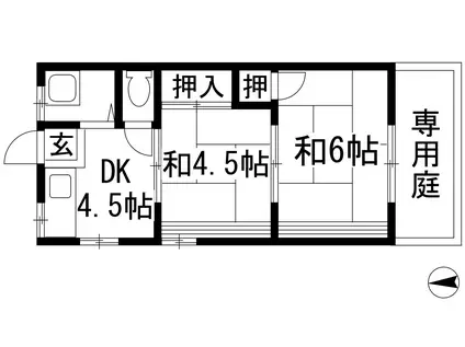 大芝コーポ 西棟(2DK/1階)の間取り写真