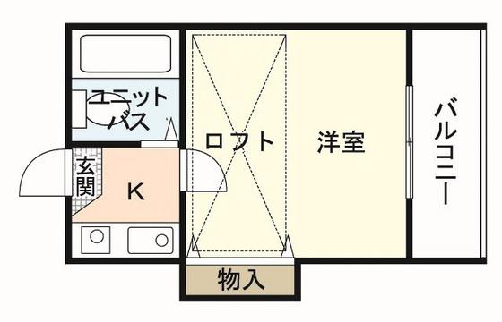 クレスト住吉A棟(1K/2階)の間取り写真