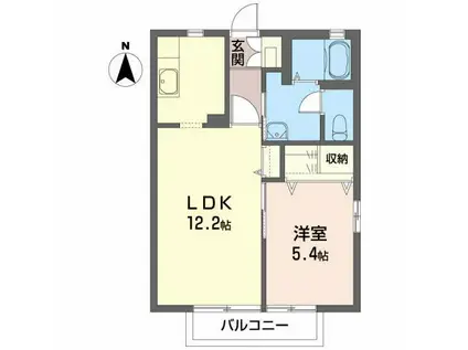 メゾン花巧房D(1LDK/2階)の間取り写真