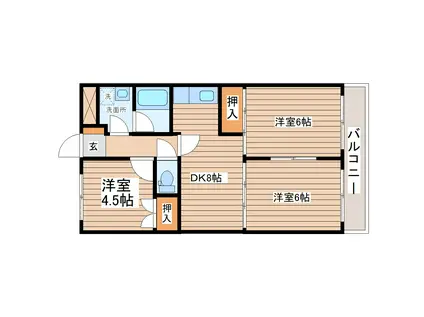 DIO-KAN(3DK/4階)の間取り写真