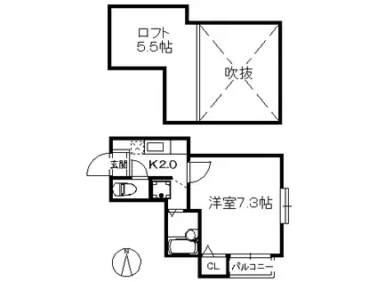 ムーンリバー室見 144(1K/2階)の間取り写真