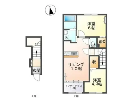 S・HOUSE(2LDK/2階)の間取り写真