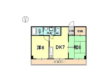 パインコート芦屋(2DK/3階)の間取り写真