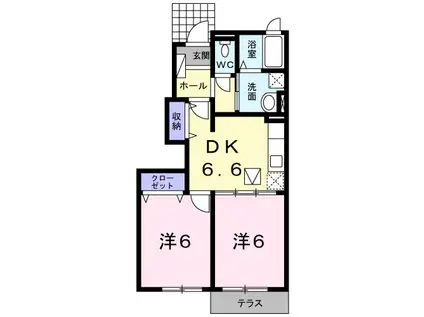 モデルノ・カーサ(2DK/1階)の間取り写真