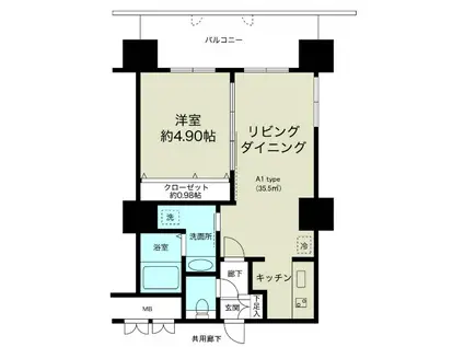 ノルデンタワー新大阪プレミアム(1LDK/25階)の間取り写真