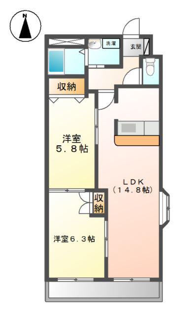 グラン エル(2LDK/3階)の間取り写真