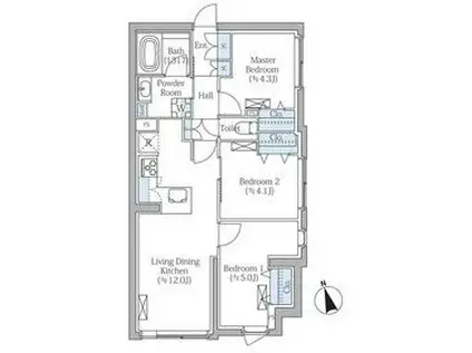COMPOSITE新宿三丁目(3LDK/5階)の間取り写真