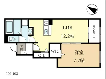BELLE TORTUE(1LDK/1階)の間取り写真