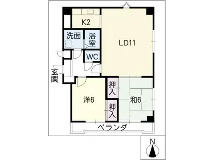 サンシティウインディコート(2LDK/4階)の間取り写真