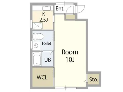 ポトマック(1K/1階)の間取り写真