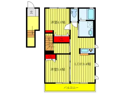 SEVER(2DK/1階)の間取り写真