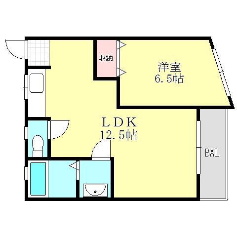 大克マンション(1LDK/4階)の間取り写真