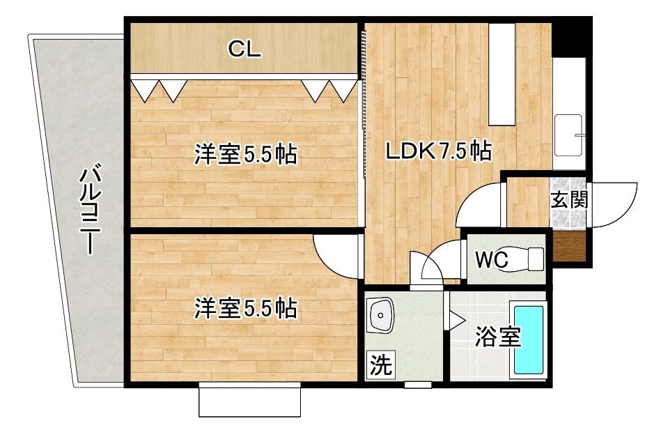 パワーズ117(2DK/6階)の間取り写真