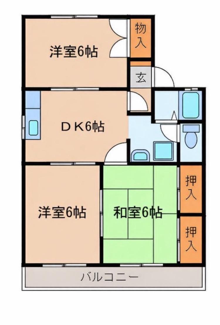 ドミール小木(3DK/2階)の間取り写真