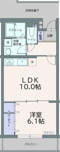 フィールドコート フォリア(1LDK/1階)の間取り写真