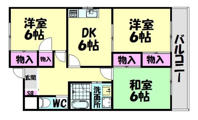ノーザンライツIII(3DK/3階)の間取り写真