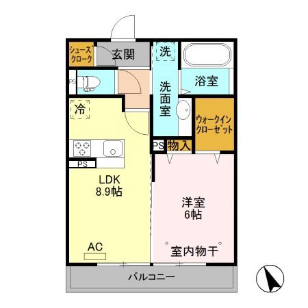 BSVILLA A(1LDK/2階)の間取り写真