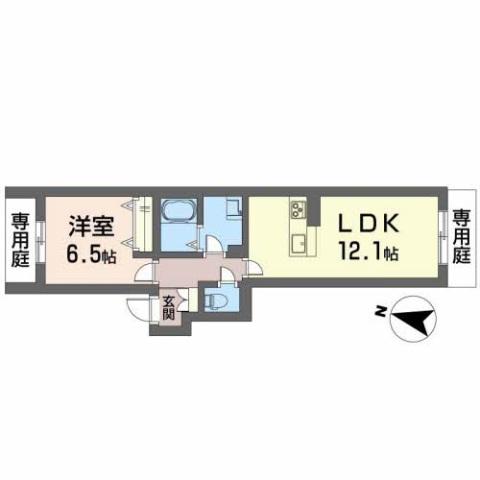 ベレオ チェラーグII(1LDK/1階)の間取り写真