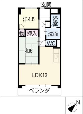アルカディア(2LDK/1階)の間取り写真