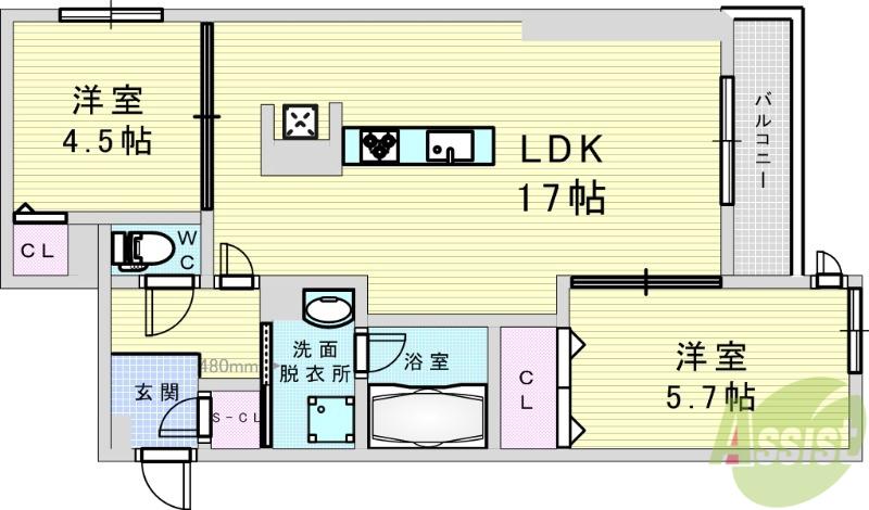 クラシスト瑞光(2LDK/1階)の間取り写真
