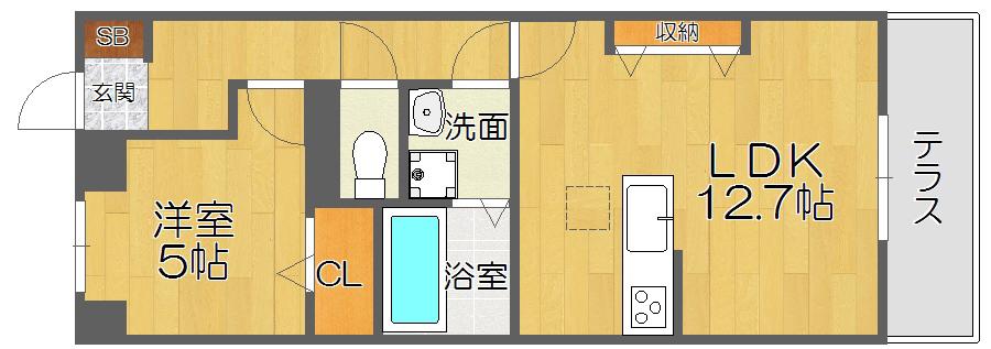 ALESIA(1LDK/1階)の間取り写真