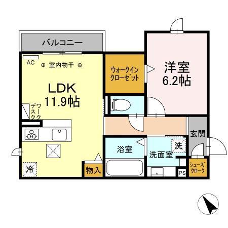 FIELD IS(1LDK/1階)の間取り写真
