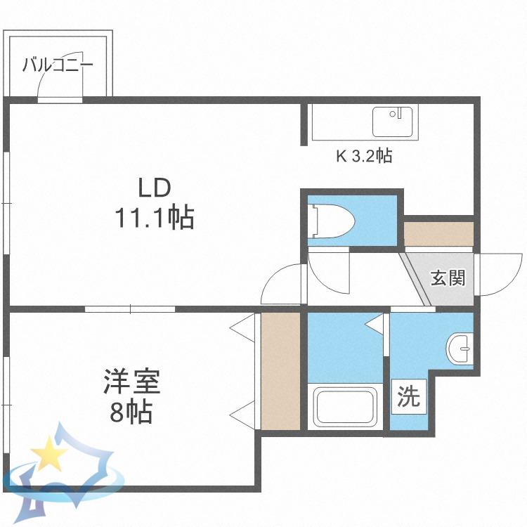 ANGELINA中島公園(1LDK/4階)の間取り写真