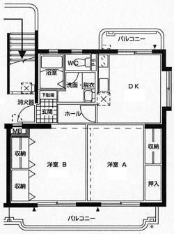 PISO熊野(2DK/1階)の間取り写真