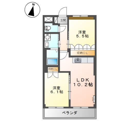 カンパーニュハウス ヒロ(2LDK/1階)の間取り写真