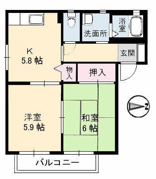 グリーン・ライフ(2K/1階)の間取り写真