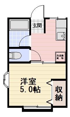 イワキハイム(1K/2階)の間取り写真