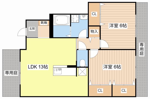リトルアグリン(2LDK/1階)の間取り写真