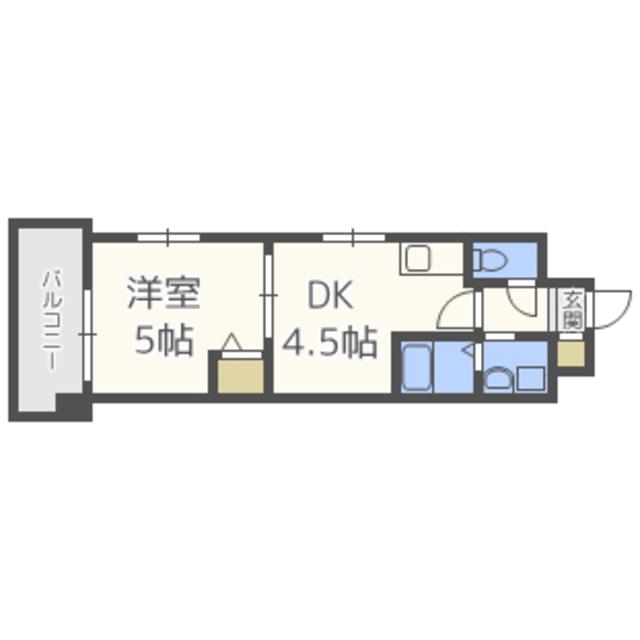 レジディア博多(1DK/12階)の間取り写真